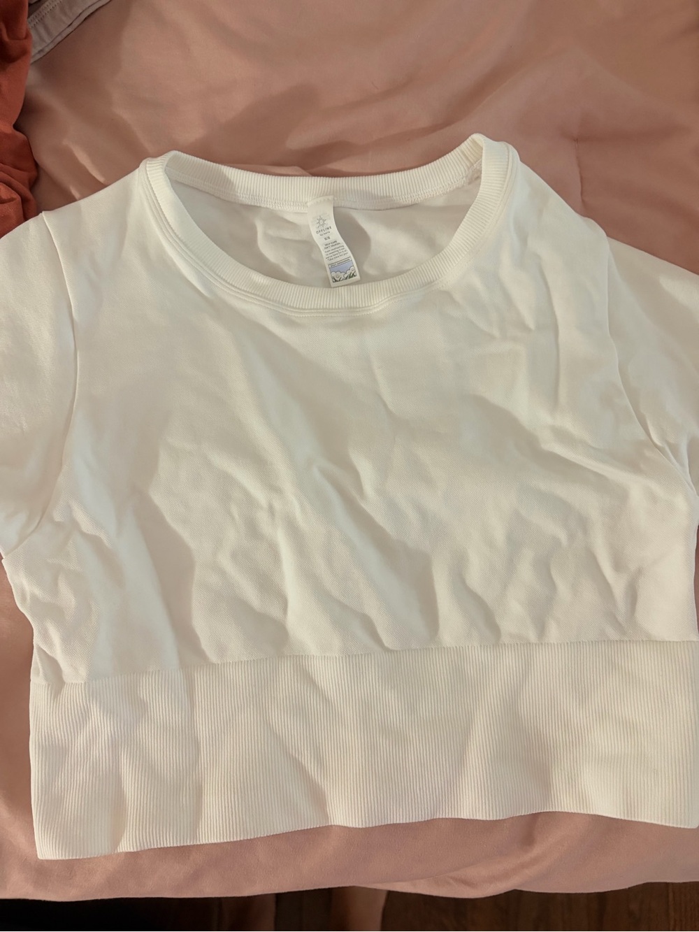 Women's White Rib-Band Crop Top